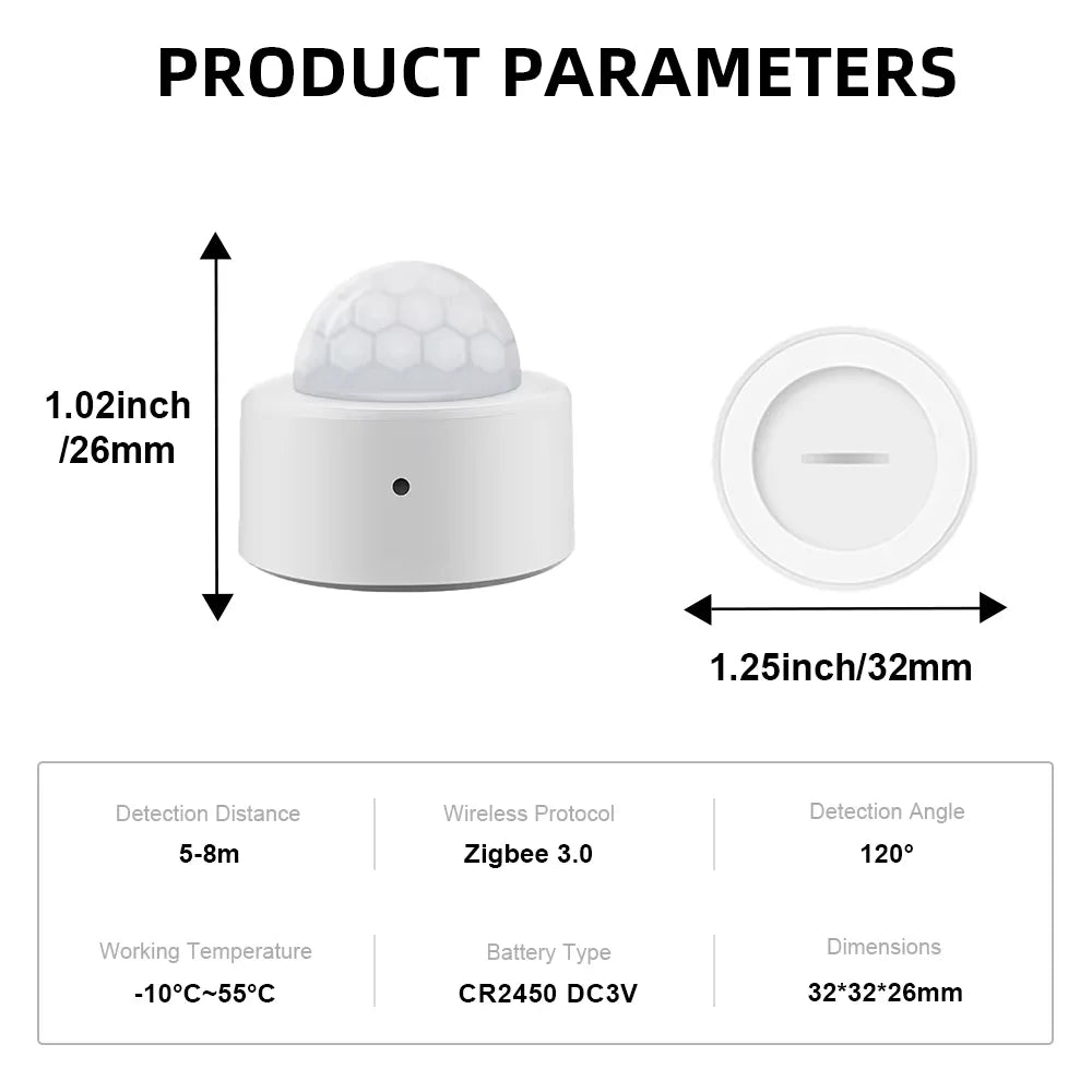 Zigbee PIR Motion Sensor - Smart Home Detector for Energy Efficiency Tidesmit