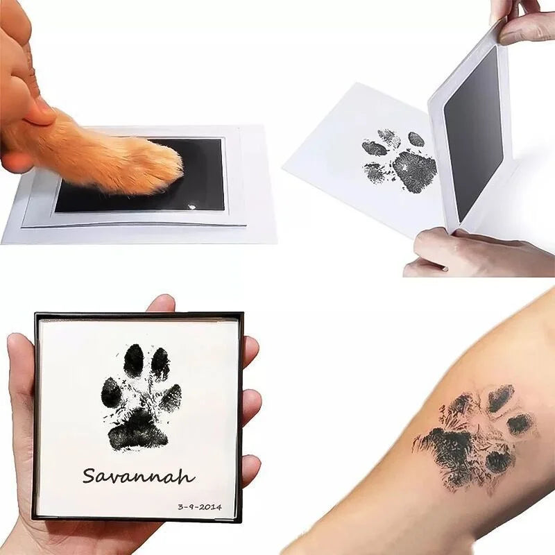 Inkless ink pad kit for non-toxic, mess-free dog paw print souvenirs. Create lasting pet keepsakes easily at home.