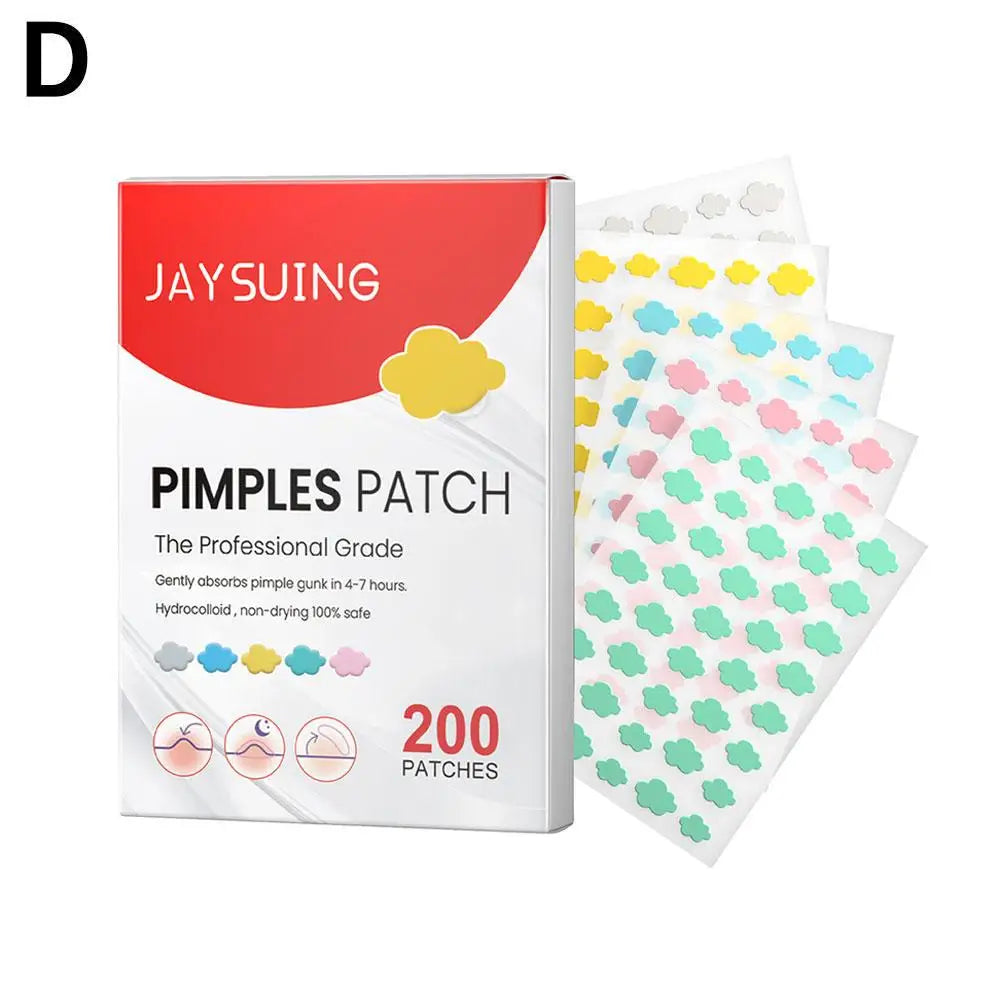 200pcs Colorful Star-Shaped Hydrocolloid Invisible Pimple Patches For Face, Cute Zit Cover Stickers Skin Care