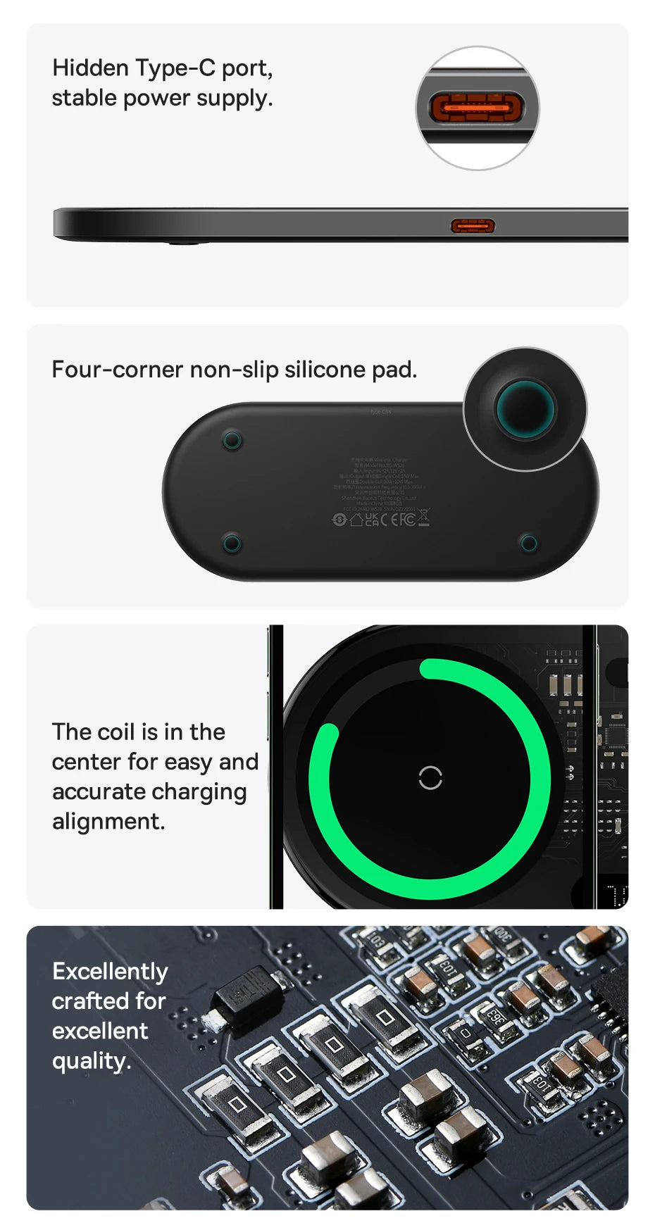 20W Dual Wireless Charger Pad for iPhone and Samsung Qi Certified Tidesmit