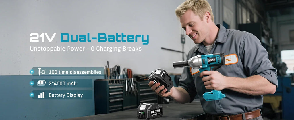 SeeSii 900Nm 1000Nm 1300Nm Cordless Impact Wrench Brushless Electric Impact Gun Kit Battery Powered Tool For Car Tire Repair with 2*4.0Ah Batteries Case LED Light For Makita