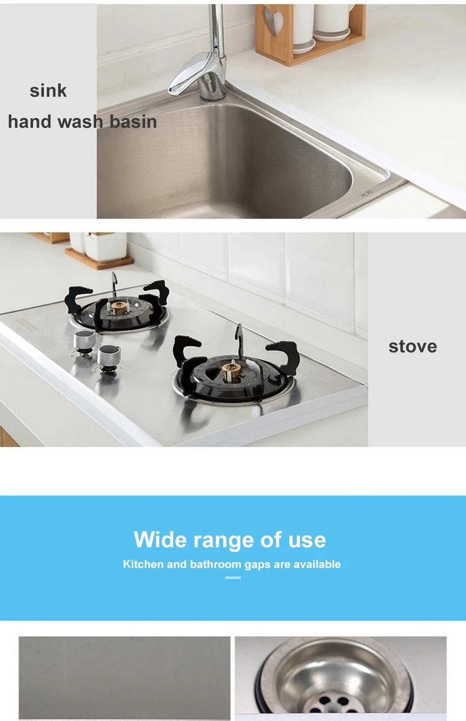 Bathroom Sealing Tape Self-adhesive Oil-Proof Kitchen Sink Caulk Seal Strip PVC Waterproof Shower Wall Sticker for Toilet Corner