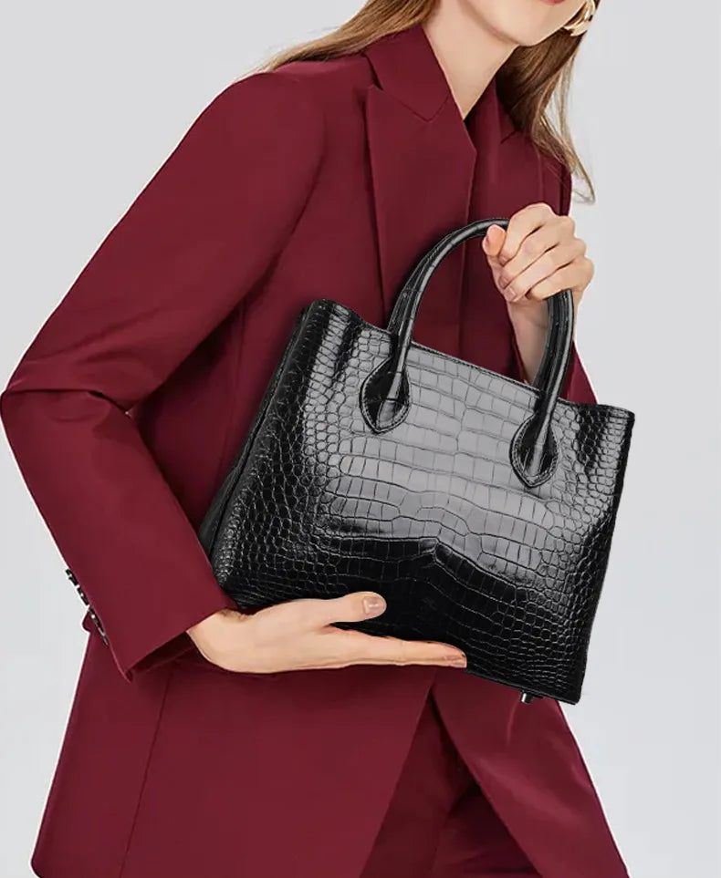 2023 New Designer Crocodile Leather Women Handbag Business Genuine Leather Lady Bag  Large Capacity Shoulder Crossbody Bag 40