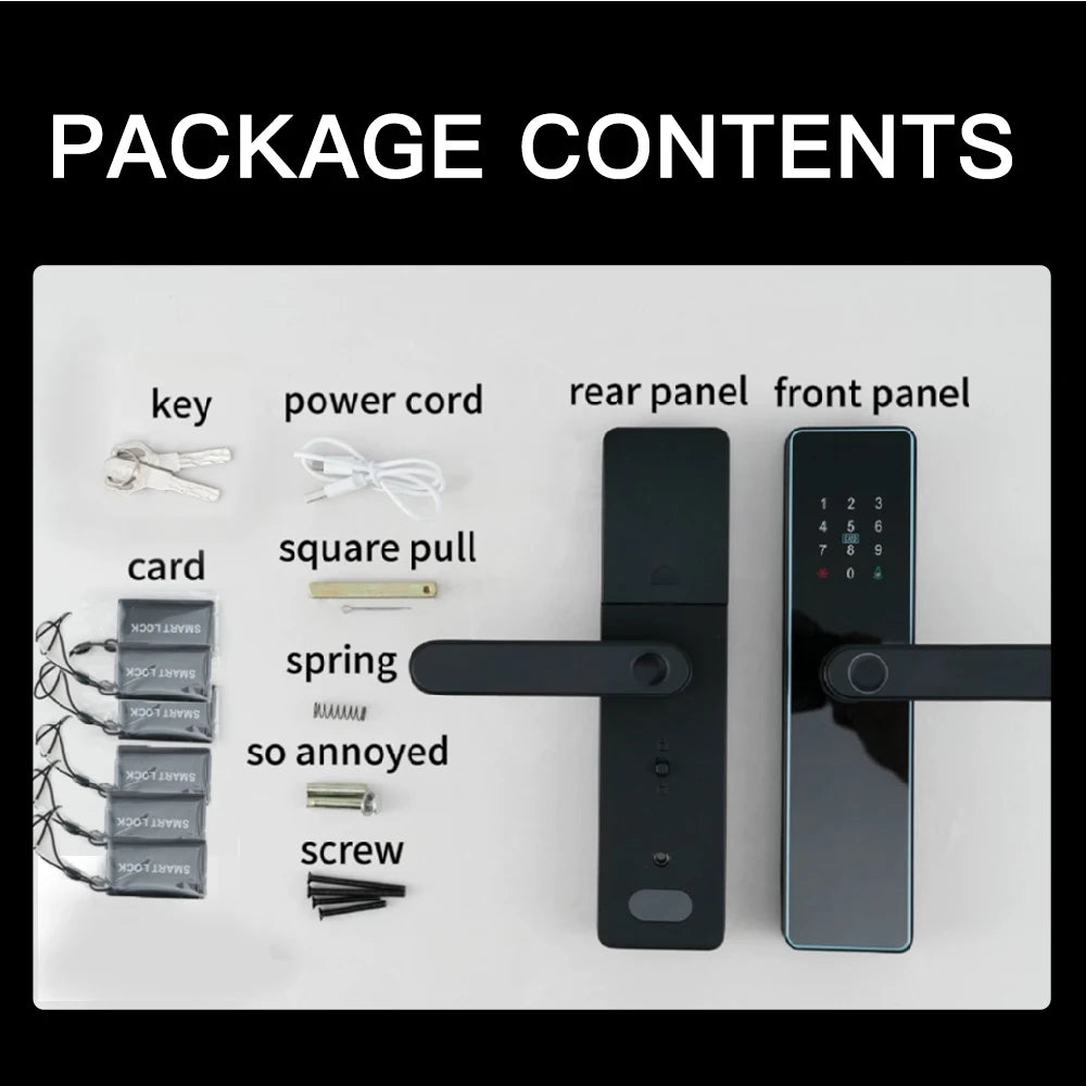 2026 New WiFi Tuya APP Smart Door Lock Remote Unlocking Digital Electronic Smart Home Wooden Door Lock Fingerprint Sound Quiet