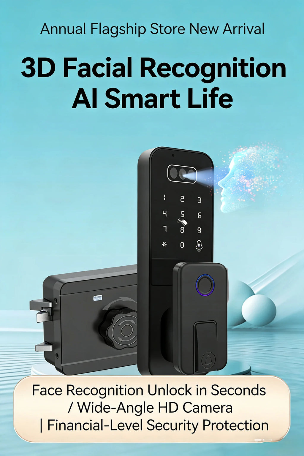 Smart Tuya WiFi APP Bluetooth Door Lock with Palm Vein Face Recognition Doorbell Waterproof Scissor Tongue Rim Locks No Drilling