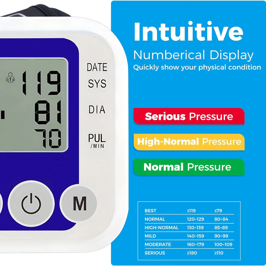 Portable Digital Upper Arm Blood Pressure Monitor 32cm Large Cuff Medical Heart Rate Tensiometer