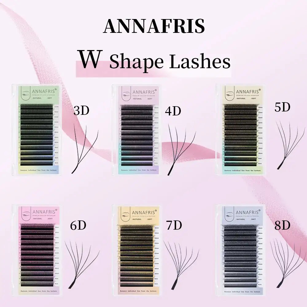 ANNAFRIS Premade Volume Fan YY 3D 4D 5D W-Shaped Lash Automatic Flowering W Lashes Extension Natural Soft Full Dense Mink Lash False Eyelashes Tidesmit