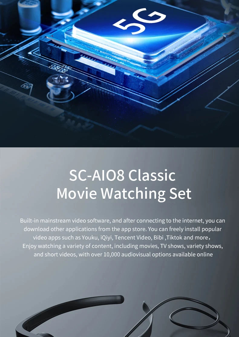 Tidesmit AiO8 Smart Glasses: 1000-Inch VR Display 1058PPI Tidesmit