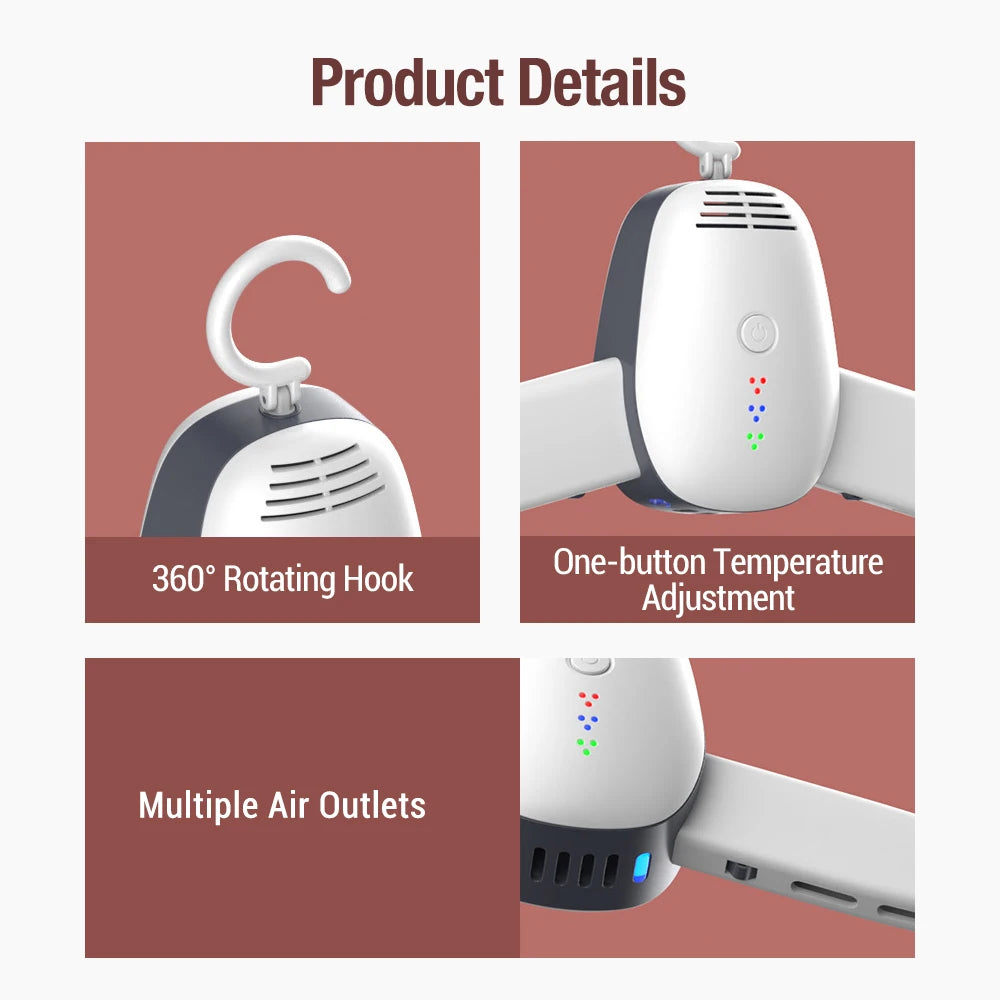 Tidesmit portable electric clothes and shoe dryer rack showing side features and smart warm air drying settings