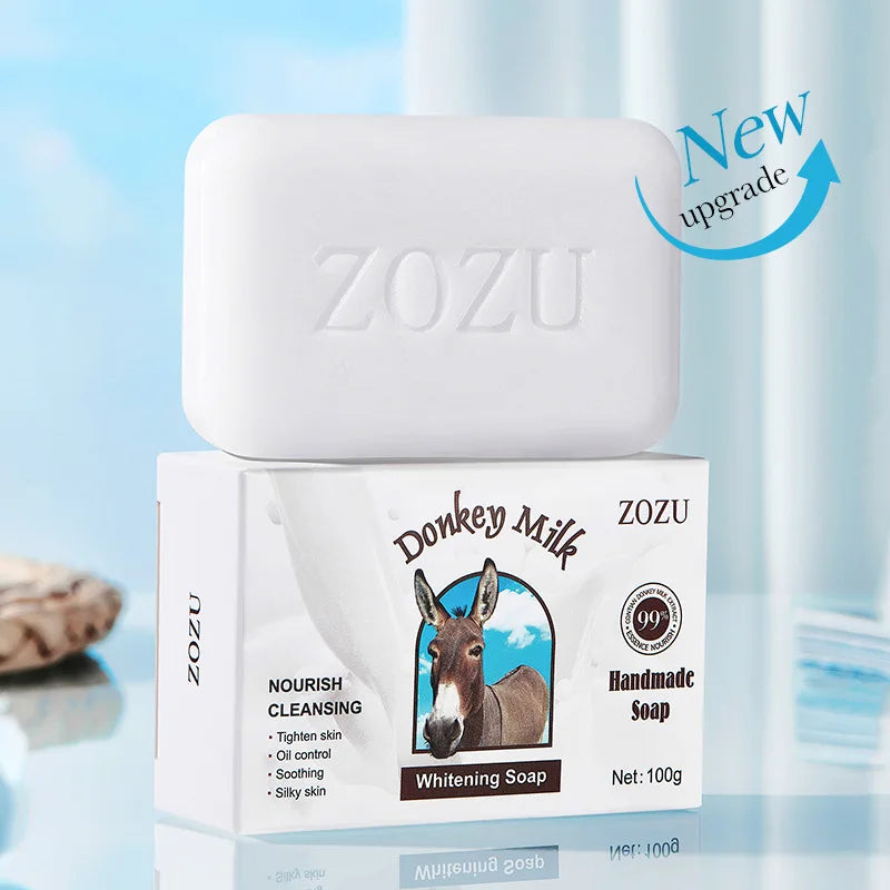 Whitening Donkey Milk Handmade Soap Body Cleanser with Kojic Acid Curcuma Lemon Rice Sandalwood - Skin Care Foaming Bar