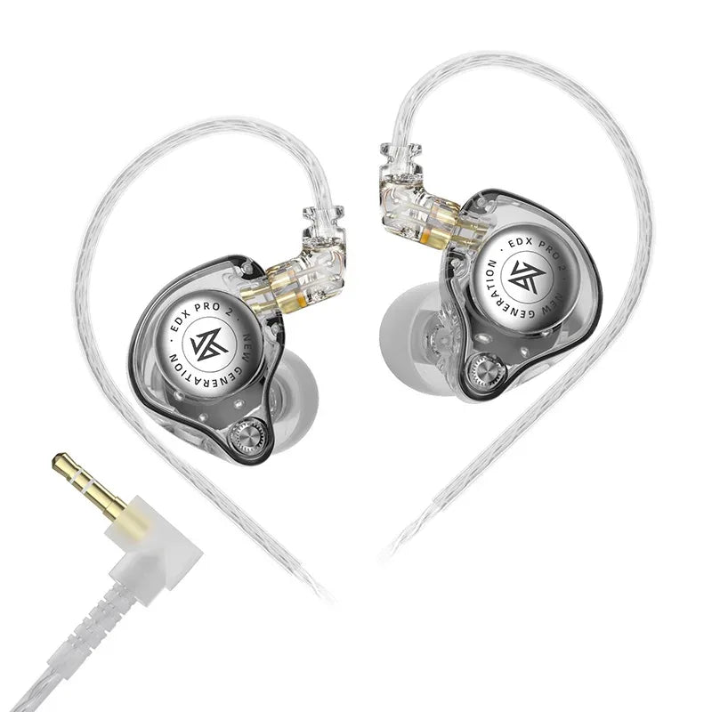 KZ EDX Pro 2 Hi-Fi Wired Earphones Dynamic Dual Drivers | Tidesmit Clear NO MIC 3.5MM Tidesmit
