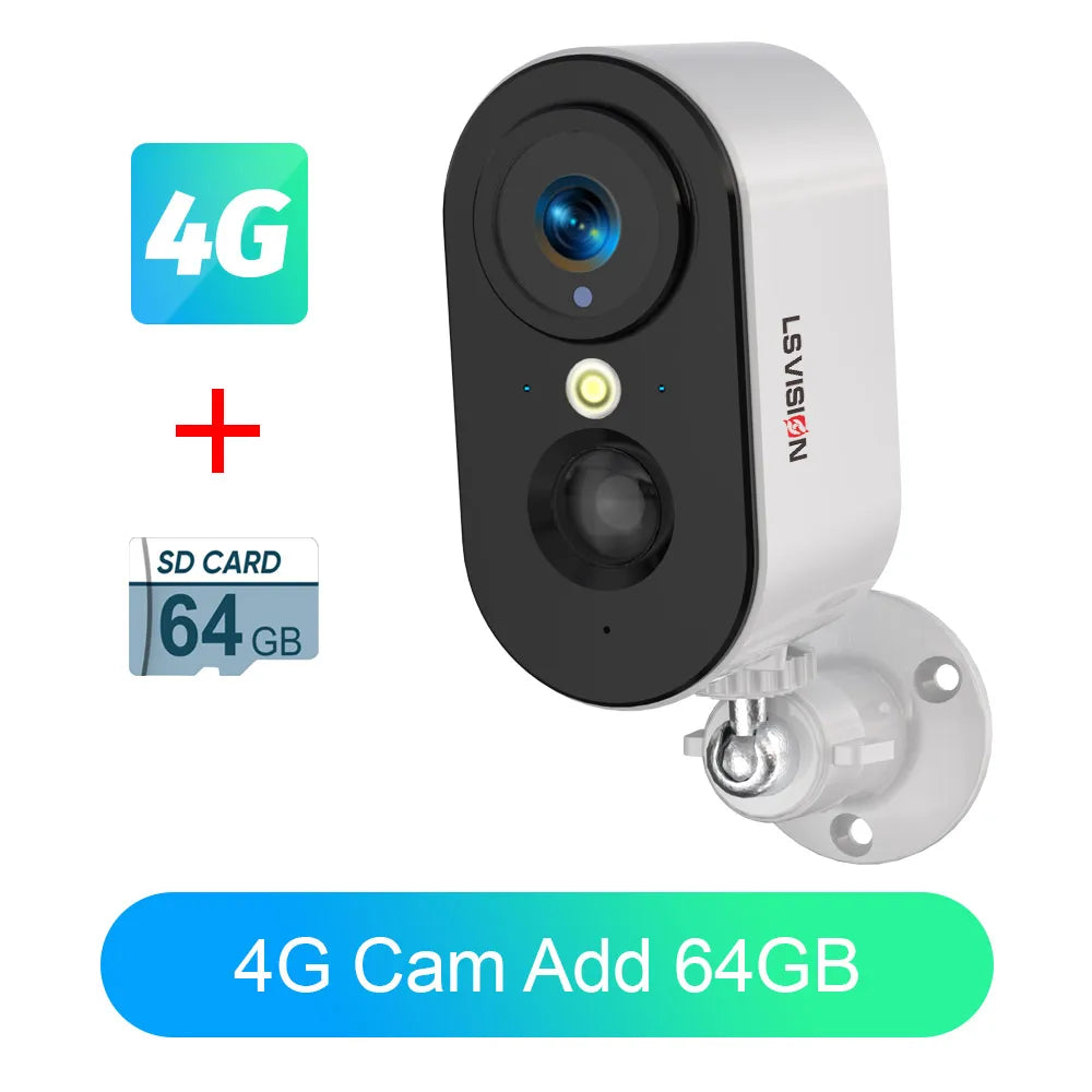 LS VISION 4G Wireless PTZ Battery Camera Smart Home CCTV Outdoor Surveillance Wifi 2K 4MP Motion Detection U-Box