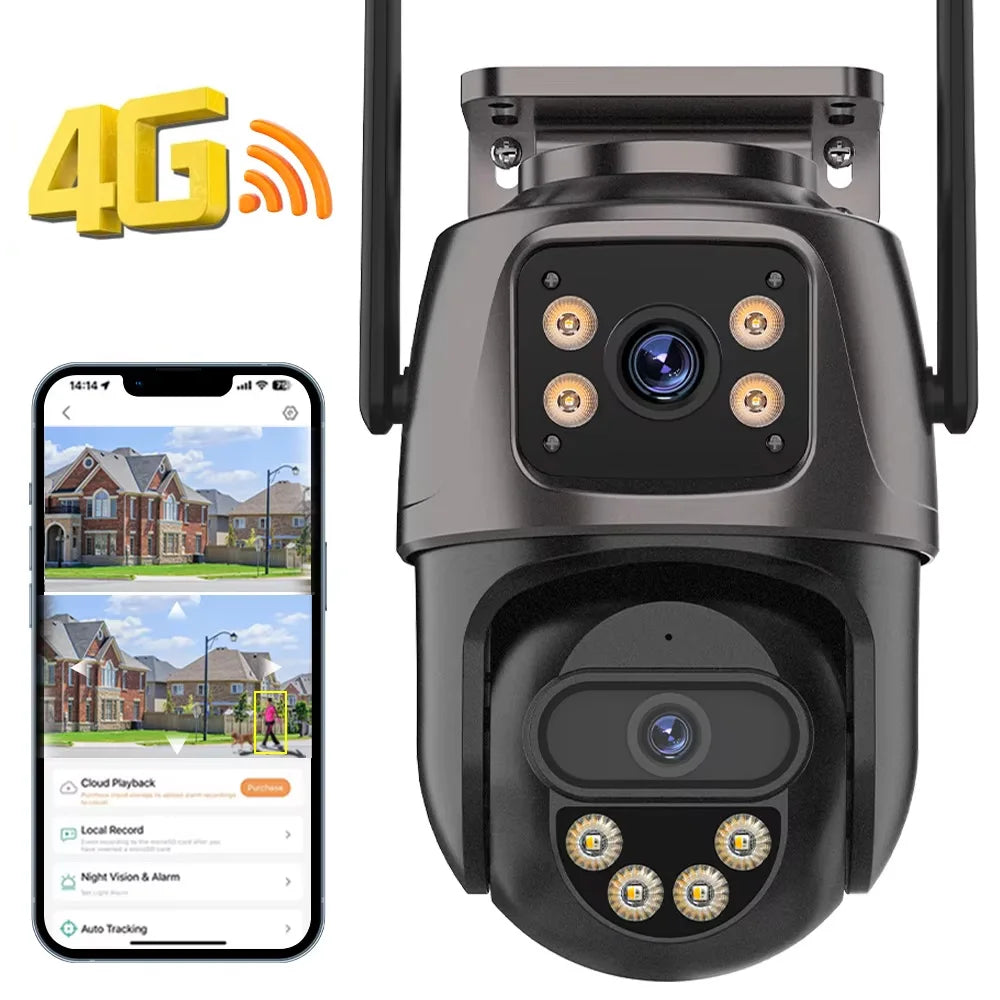 WONSDAR Outdoor 4G SIM Card IP Camera Dual Screen Outdoor  PTZ Camera Auto Tracking Security Video Surveillance ICSEE