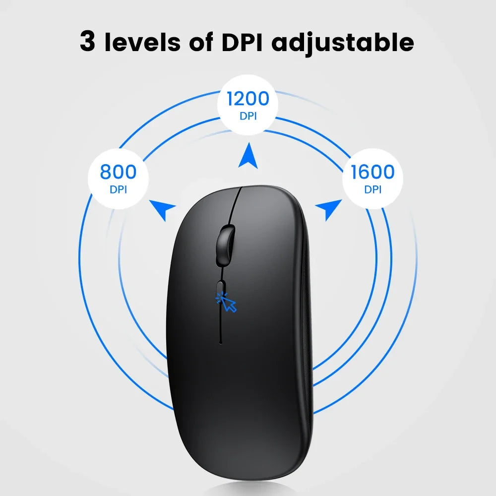 Rechargeable Wireless Mouse Bluetooth-compatible 2.4GHz Dual Modes Computer Mice with Nano Receiver for PC Laptop Macbook