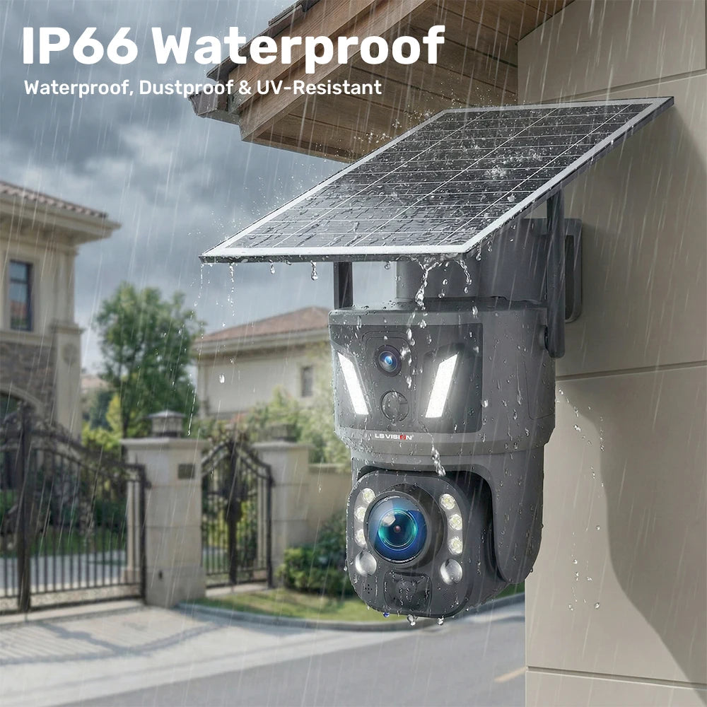 LS VISION 4K 99X Zoom 4G/WIFI Solar Camera Dual Screen PTZ Battery Outdoor Wifi Camera Ai Human Auto Zoom Tracking CCTV Security