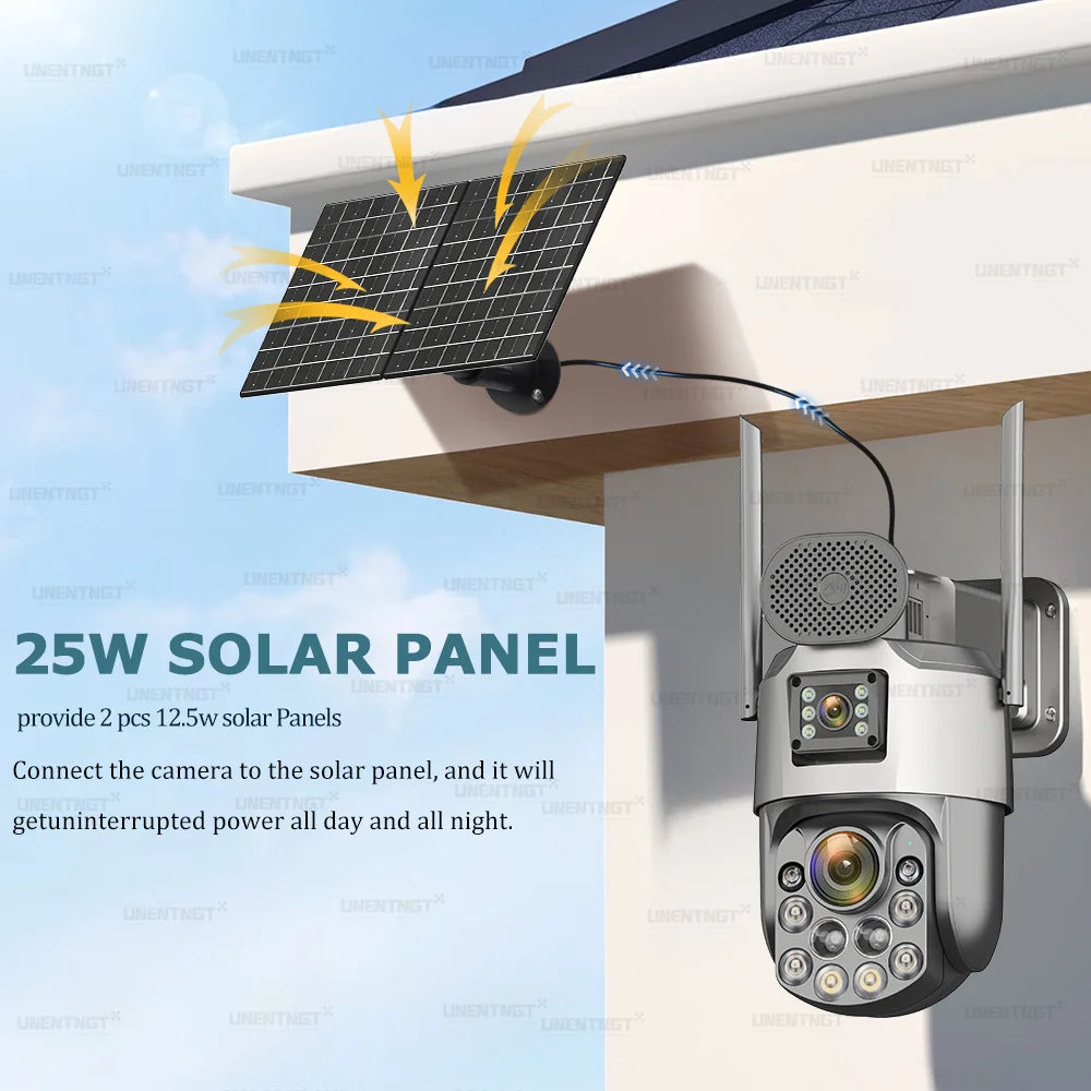 AOV 24/7 Recording Solar Cameras 60X Optical Zoom Dual Lens Surveillance 4G/eSIM Outdoor AI Human Tracking Security PTZ Camera