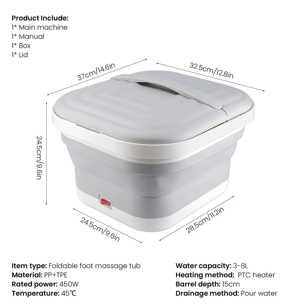 Portable Foot Massage Tub: Foldable Heated Bath for Relaxation Therapy Relaxation Treatment Tidesmit