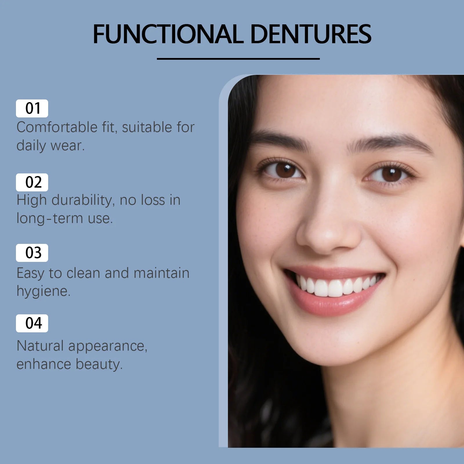 Silicone Dentures False Teeth Full Set Soft Safety Easy to Use Perfect Fit Oral Improve Tooth Loss Broken Temporary Improve