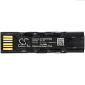 Black barcode scanner battery cartridge with gold contacts; 3400mAh label and QR code