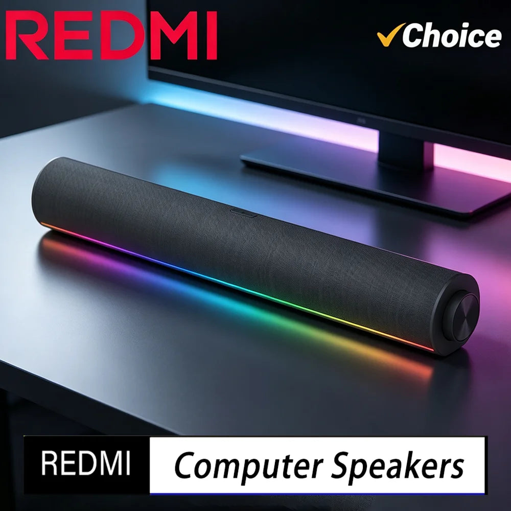 Redmi Computer Speaker Four-Unit Two-Channel Stereo RGB Ambient Light Bluetooth 5.0 Built-in Microphone Knob Control -CN Version