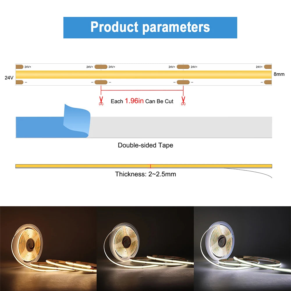 MALIIGAZA 1-40 Steps Motion Sensor LED Stair Light 24V COB LED Strip Stair Lighting Kit With Transformer For Indoor Stairway