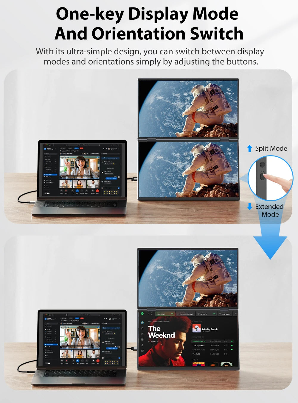 UPERFECT Laptop Screen Extender 15.6" 1080P Dual Screen with Speaker HDMI USB-C Triple Monitor for Laptop MacBook Surface PC Xbo