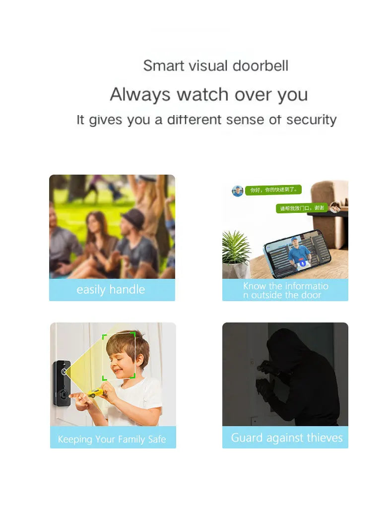 720P Aiwit APP WiFi Doorbell Low Consumption Battery Power Visual Door Peephole Video Eye Night PIR Home Security Doorviewer