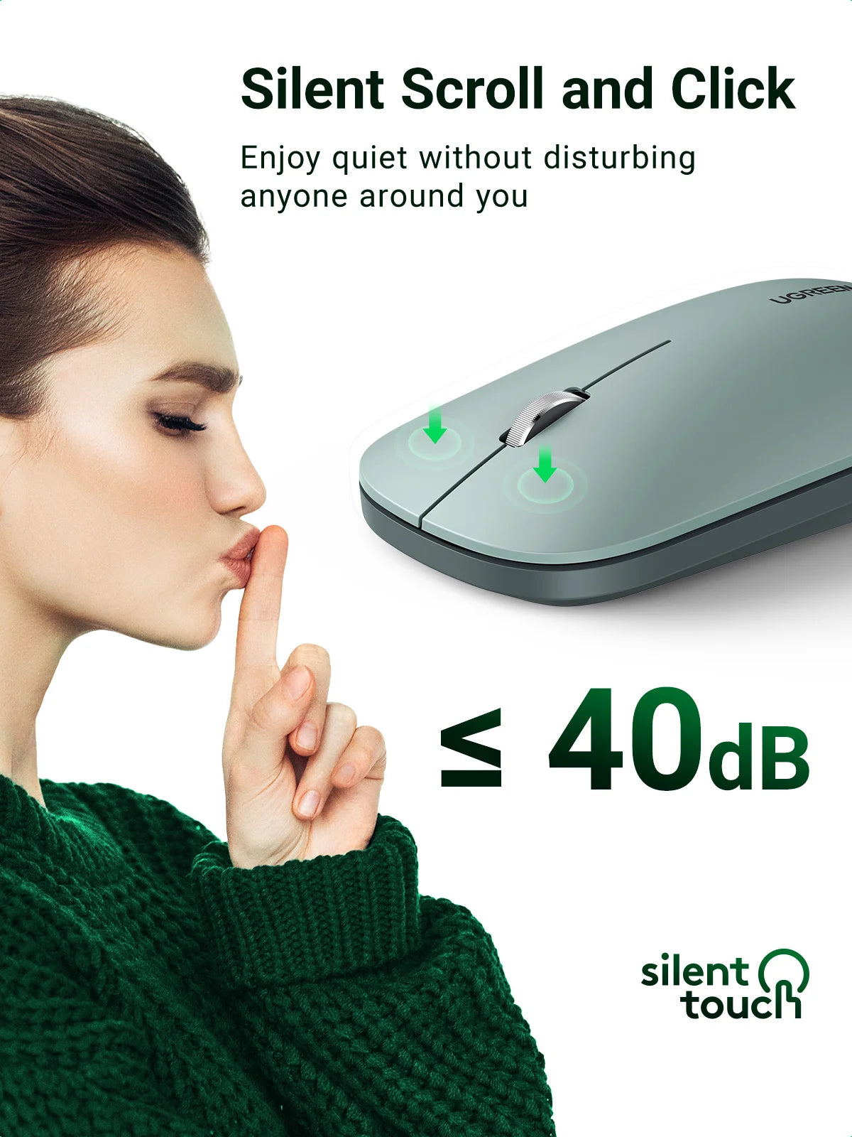 UGREEN Silm Wireless Mouse  Bluetooth 2.4G 4000 DPI  Silent Click For MacBook Pro M1 M2 iPad Tablet Computer Laptop PC