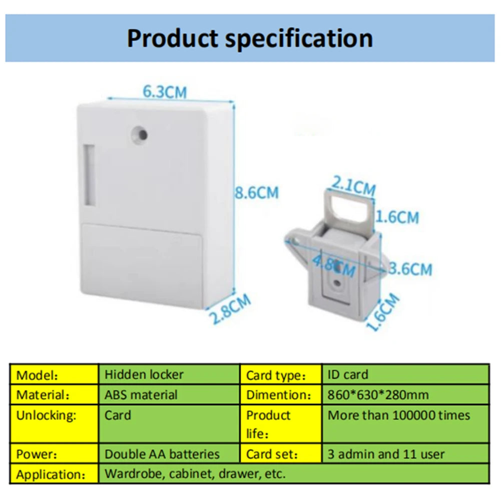 T3 Invisible RFID Free Hole Sensor Cabinet Lock Wardrobe Shoe Drawer Door Lock Automatic Authorization Locker