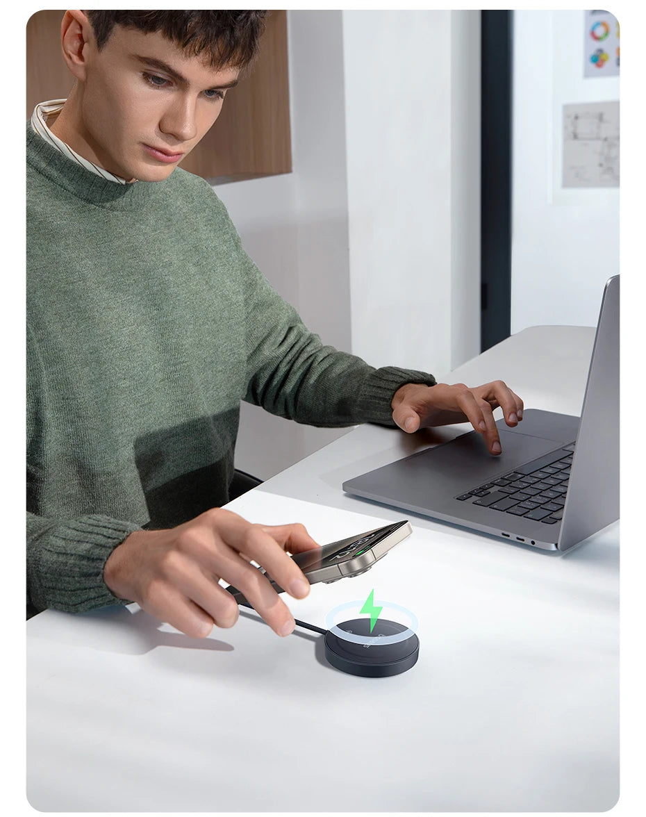 Magnetic Wireless Charger for iPhone 16/15 with Adjustable Stand Tidesmit