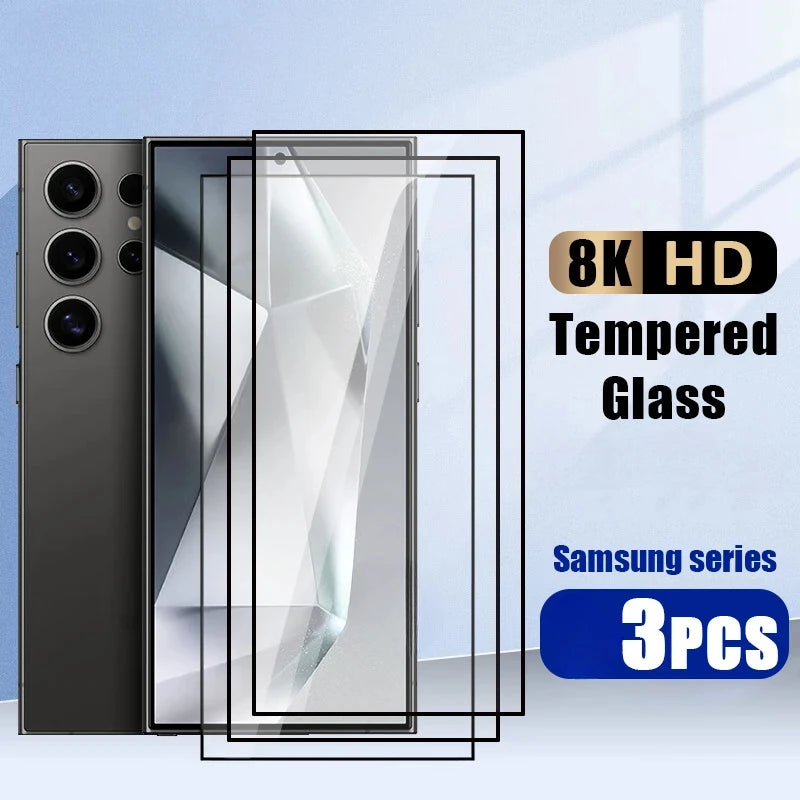 3Pcs HD Tempered Glass for Samsung Galaxy S25 S24 S23 S22 S21 Plus Screen Protector For Samsung Note 20 Ultra 10 9 8 Glass AE Tidesmit