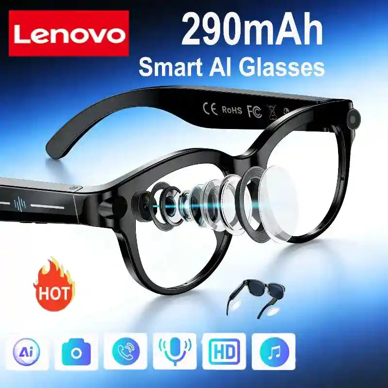 AI Smart Glasses with Real-Time Translation & HD Video Camera - White Tidesmit