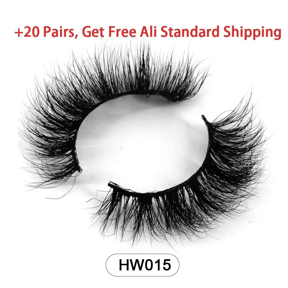 A pair of black 3D mink false eyelashes with ultra-soft flex bands, styled in a voluminous, wispy design.