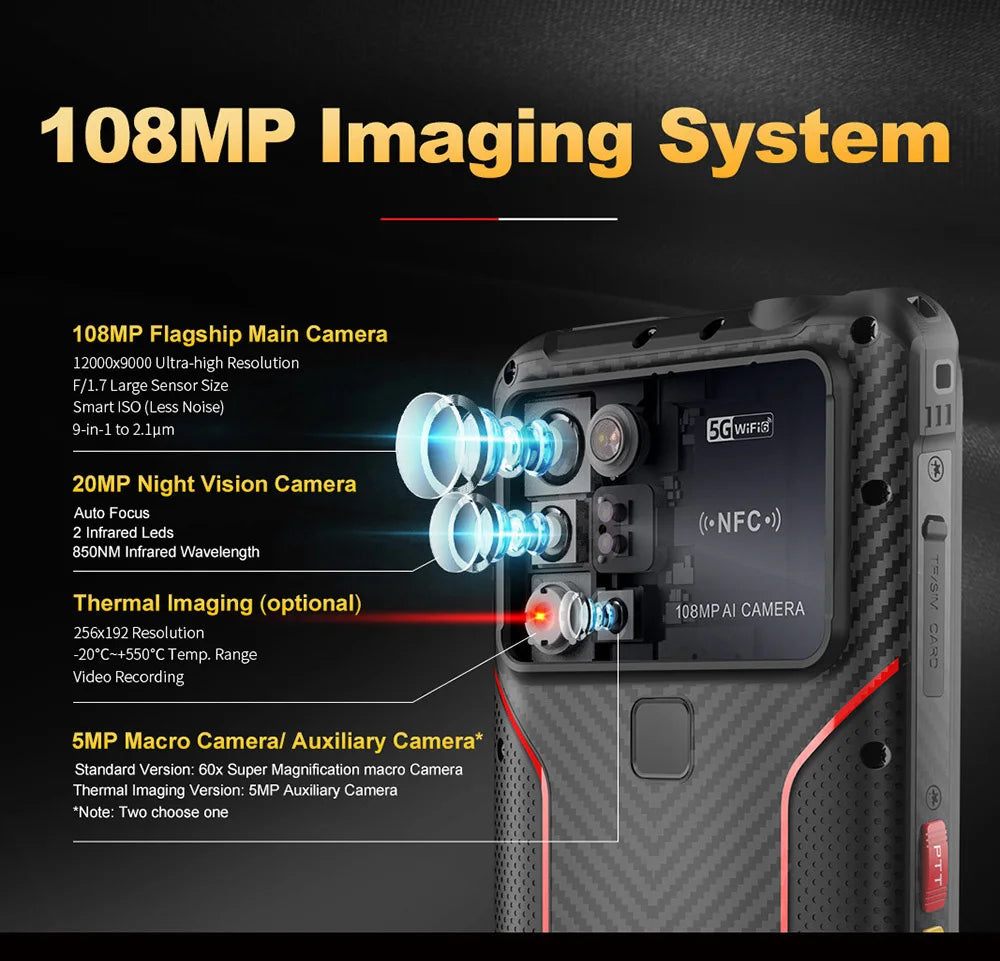 CONQUEST 5G Smartphone Network108MP Camera 12GB 512GB 66W Thermal Imaging  IP68 Waterproof NFC