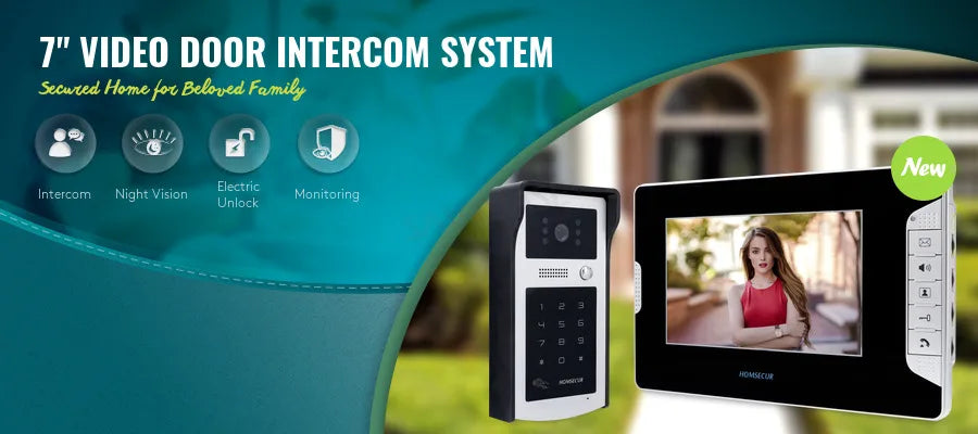 Modern 7" Monitor Video Intercom Doorbell System 2-Way Audio IR Night Vision Camera Security Monitor 1-to-1 Kit for Apartment