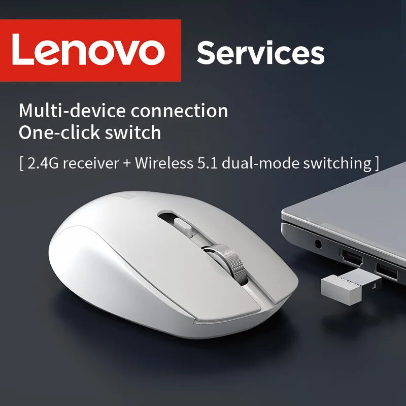 Lenovo Wireless Ergonomic Computer Mouse Noise-Reduction Silent Click High-Precision Wheel Lightweight Portable Design Mouse