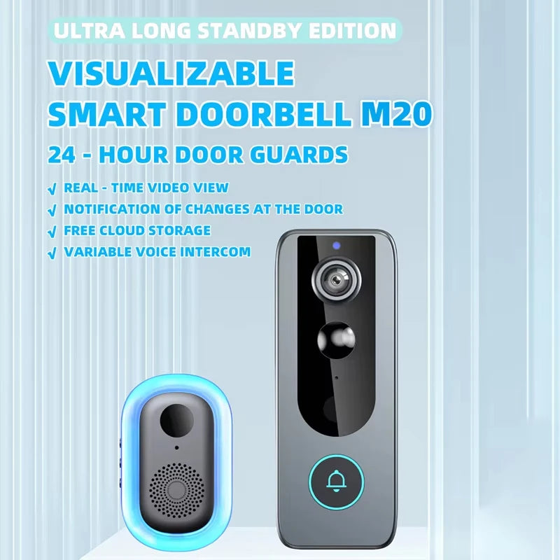 Tuya Doorbell with Solar Rain Cover Camera Wireless Video Doorbell Wifi PIR Human Body Sensing Outdoor Door Bell Video Intercom