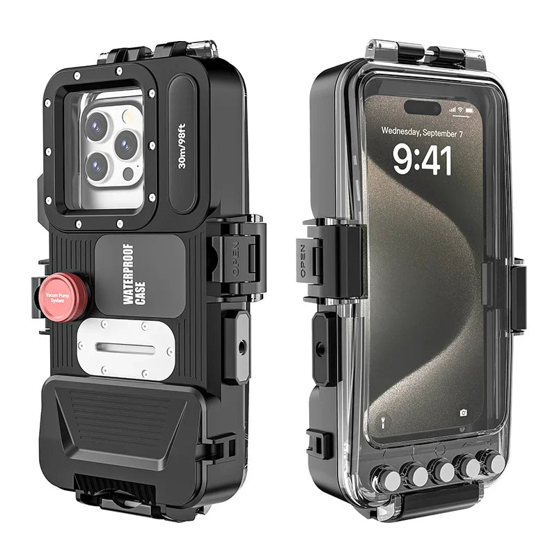 Underwater Phone Case 30m for iPhone & Samsung - Black Military-Grade Protection Black Tidesmit