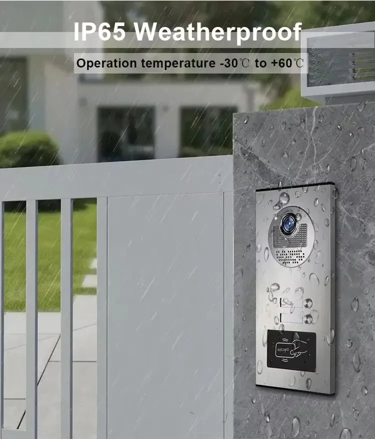 ANJIELO 7-inch 4-cable video door telephone system 2/3/4-unit multi-apartment intercom video doorbell with RFID card unlocking