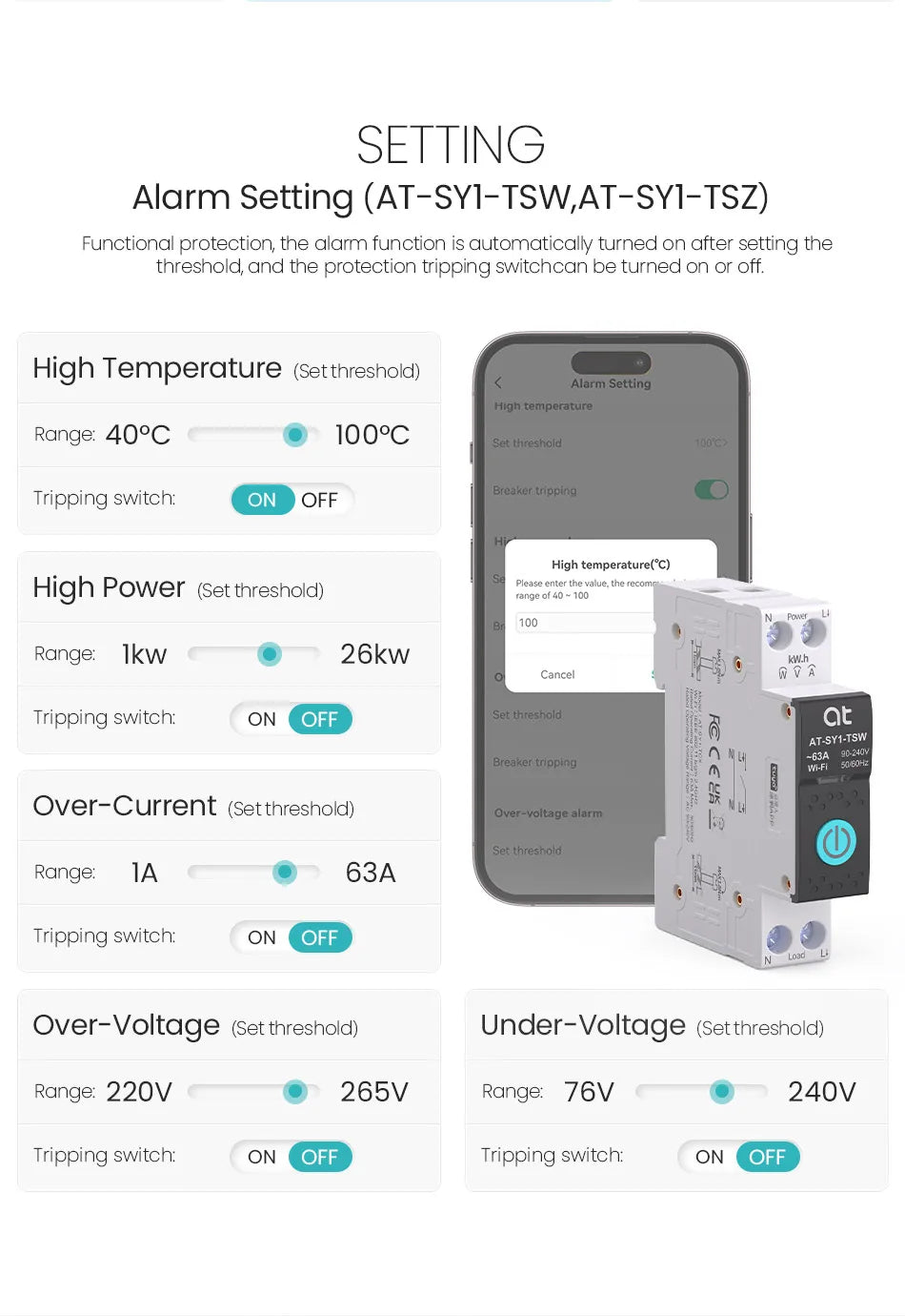 TUYA  ZigBee Smart Circuit Breaker With Metering 1P 63A DIN Rail for Smart Home Wireless Remote Control Switch by Smart Life APP