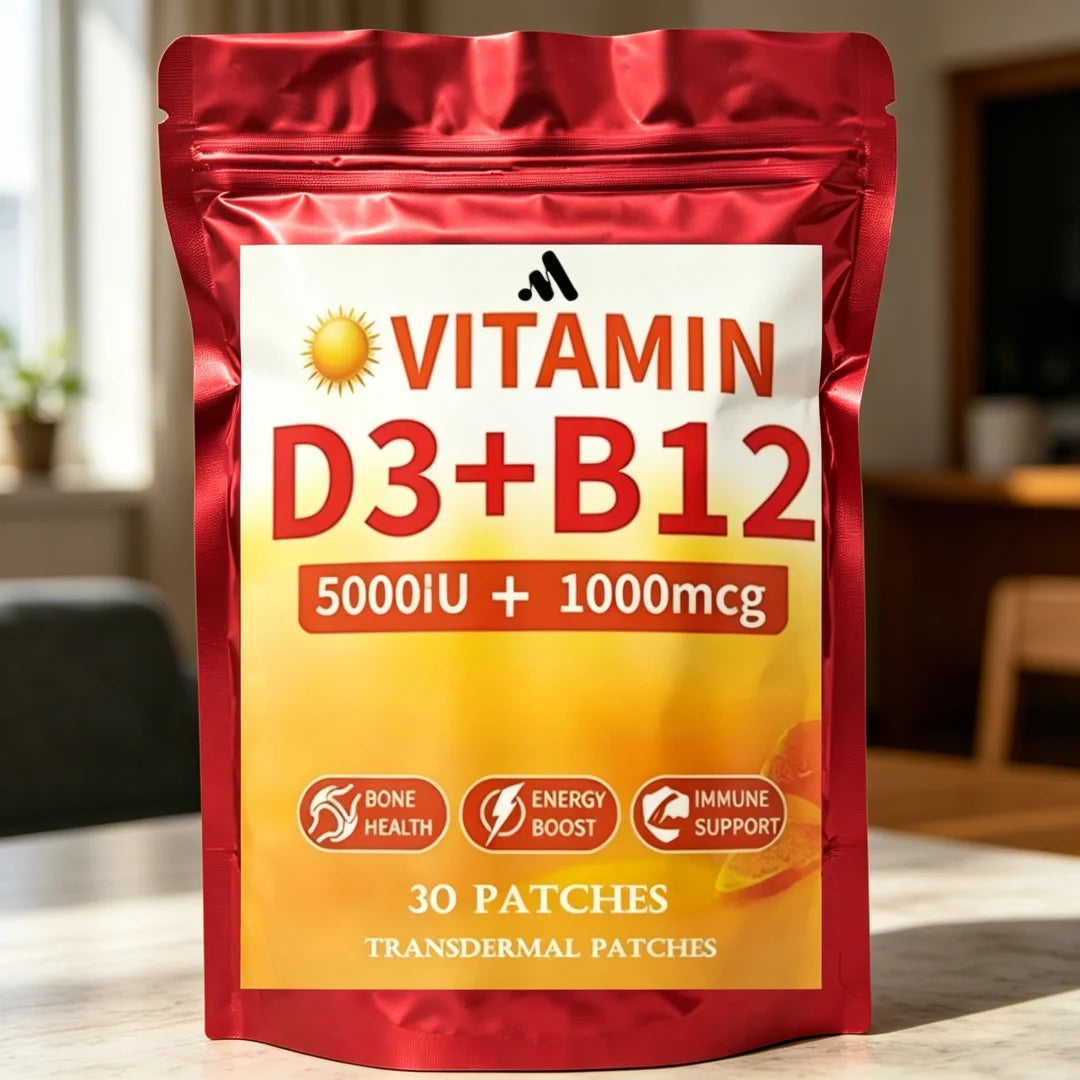 Vitamin D3 & Vitamin B12 Transdermal Patches Natural Energy, Mood, Metabolism & Focus 30 Patches