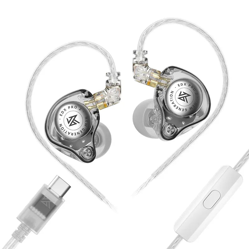 KZ EDX Pro 2 Hi-Fi Wired Earphones Dynamic Dual Drivers | Tidesmit Clear MIC Type-c Tidesmit