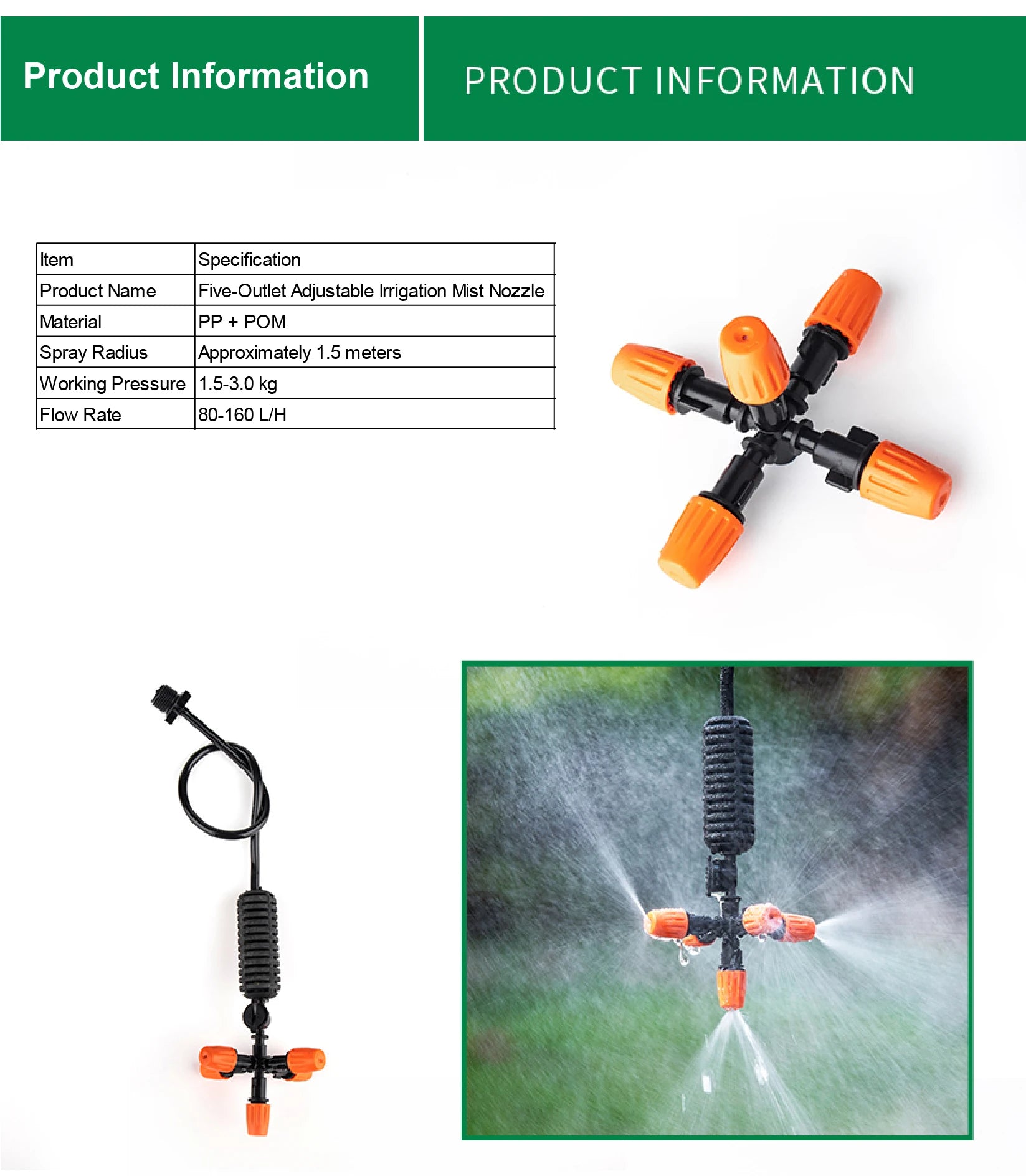 10 Pack Mist Nozzle Kit 360° Rotating Hanging Irrigation Nozzles Greenhouse Cooling Mist Spray Garden Water System Agriculture