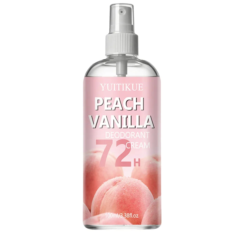 Tidesmit Peach Vanilla 72H long-lasting deodorant spray for refreshing foot and shoe odor elimination.