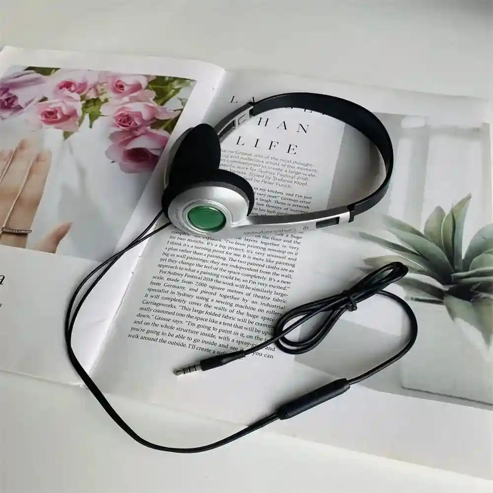 Retro Over-Ear Wired Headphones Y2K Style Lightweight Tidesmit Green-3.5mm Tidesmit