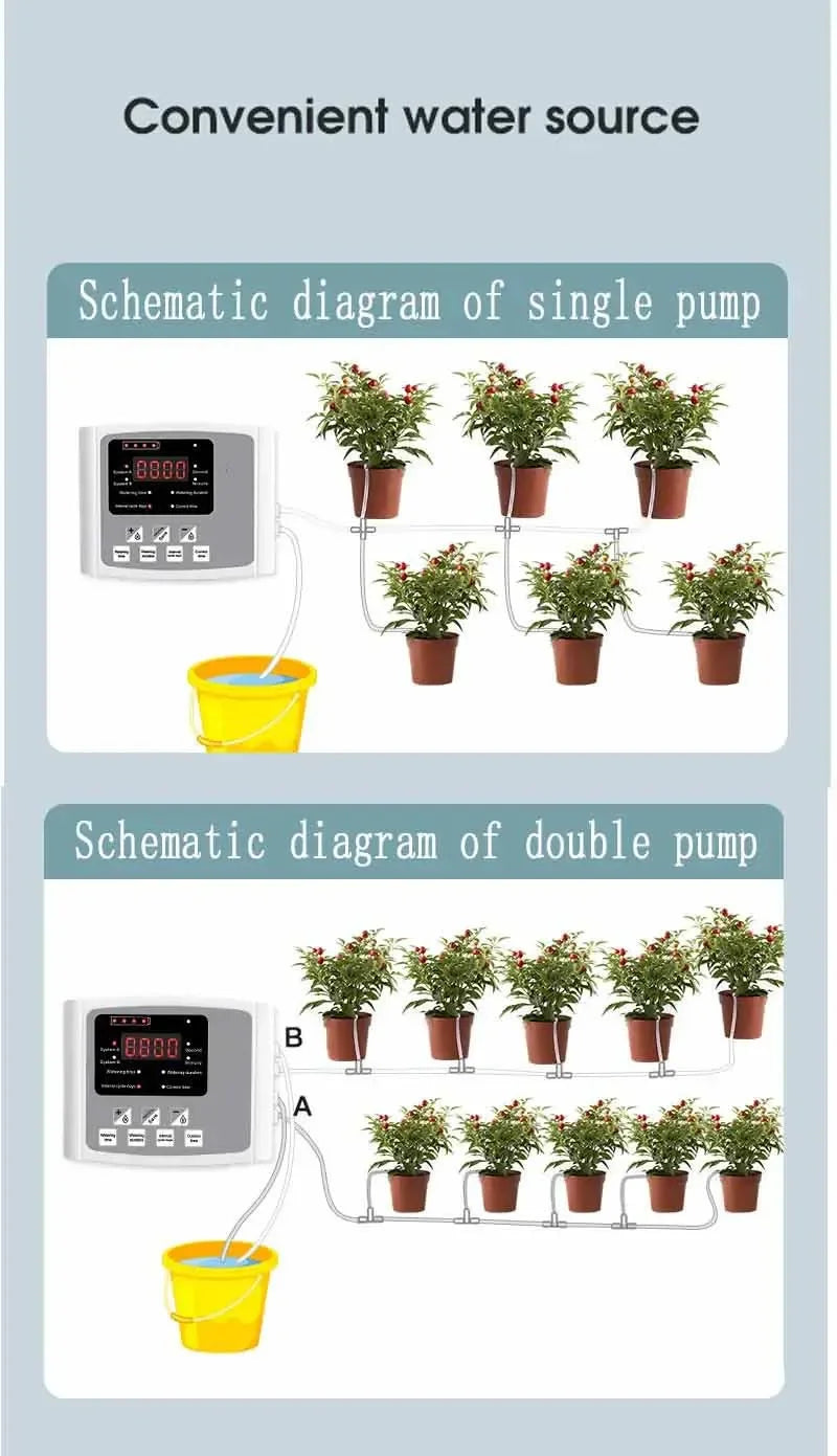 Solar Irrigation System Garden Automatic Drip Irrigation Kit Watering Timer Device Plant Irrigation Controller