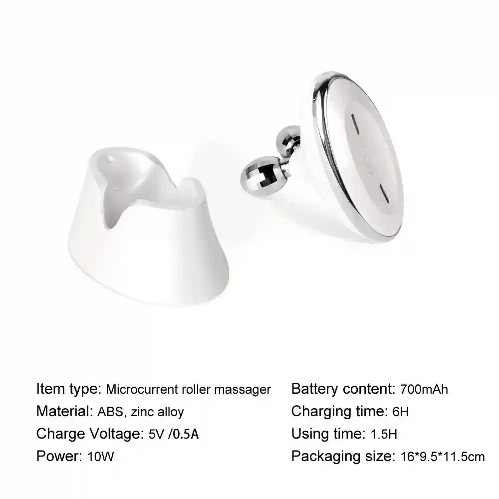Microcurrent Face Roller Massager - V-Shape Facial Lift Tool (White) Massage Roller Tidesmit