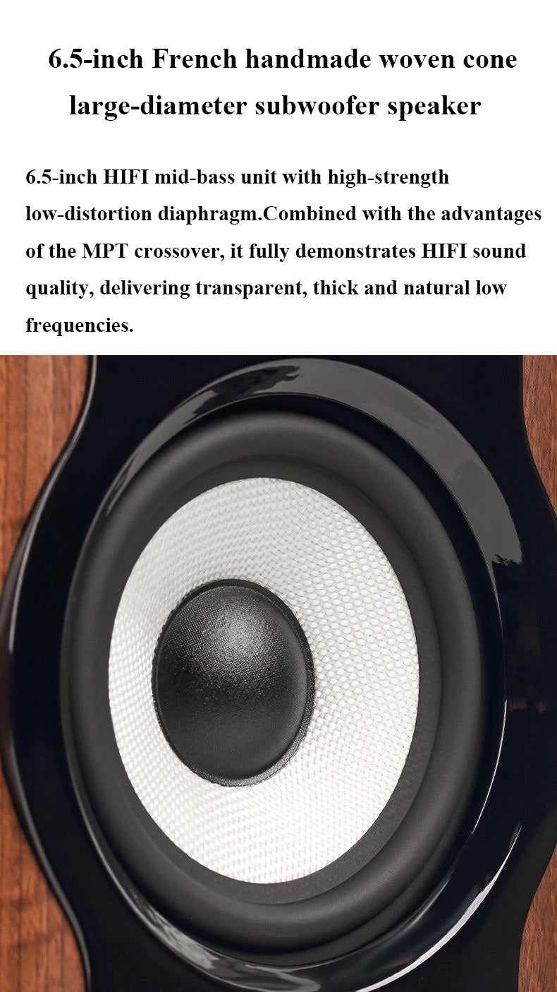 HiFi Bookshelf Passive Speakers 6.5-inch Three-way Frequency Division 130W Output Power Household Speakers 3-inch Midrange Unit