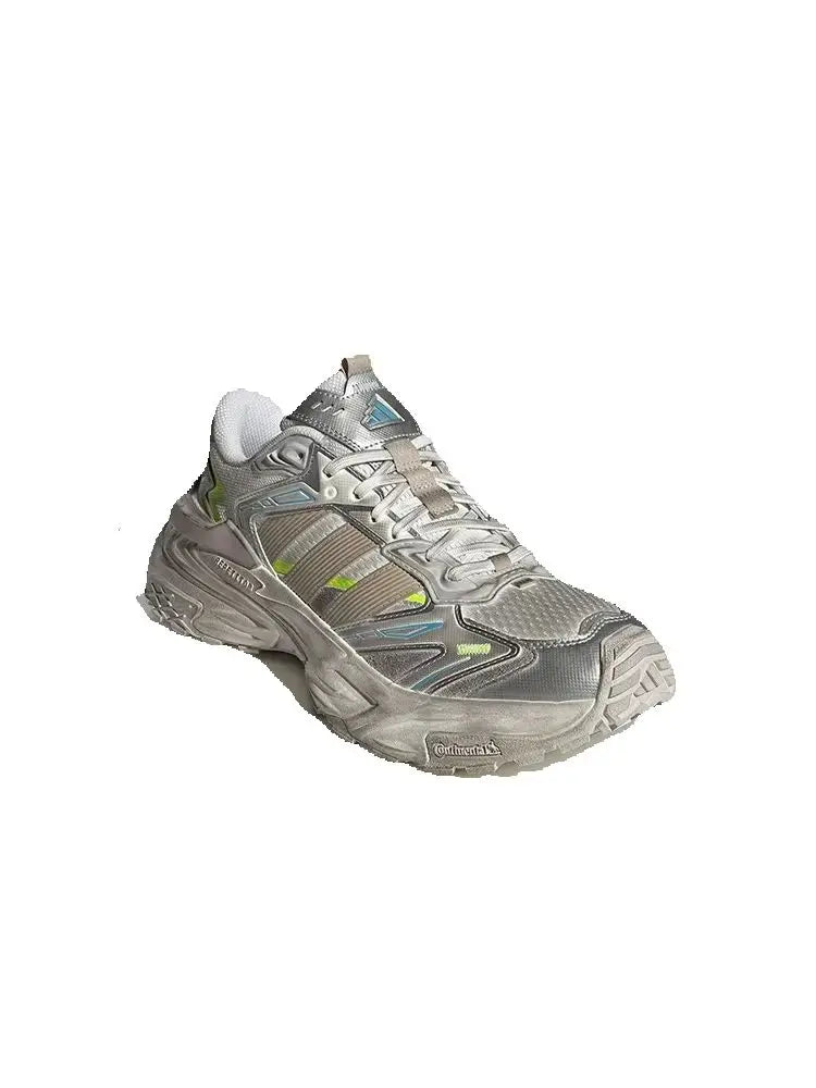 Adidas XLG STORM EDGE Low-Top Shock-absorbing  Dad Sneakers for Men and Women – Silver, Brown, and White JQ1667