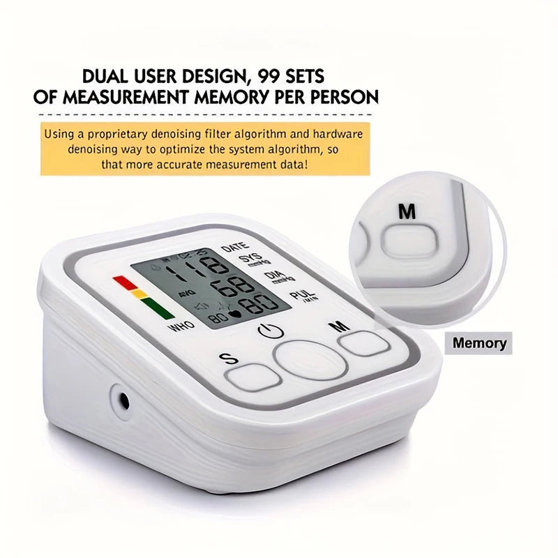 Arm Blood Pressure Monitor Portable Tonometer Digital Tensiometer Heart Rate Monitor BP Equipment Automatic Professional Medical